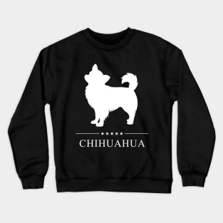 Longhaired Chihuahua Dog White Silhouette Crewneck Sweatshirt